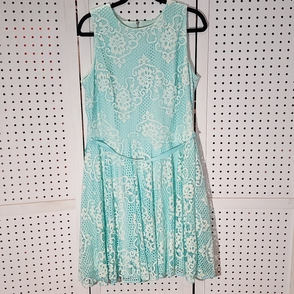 Melonie T Size 14 Lace Midi Dress Sleeveless Aqua